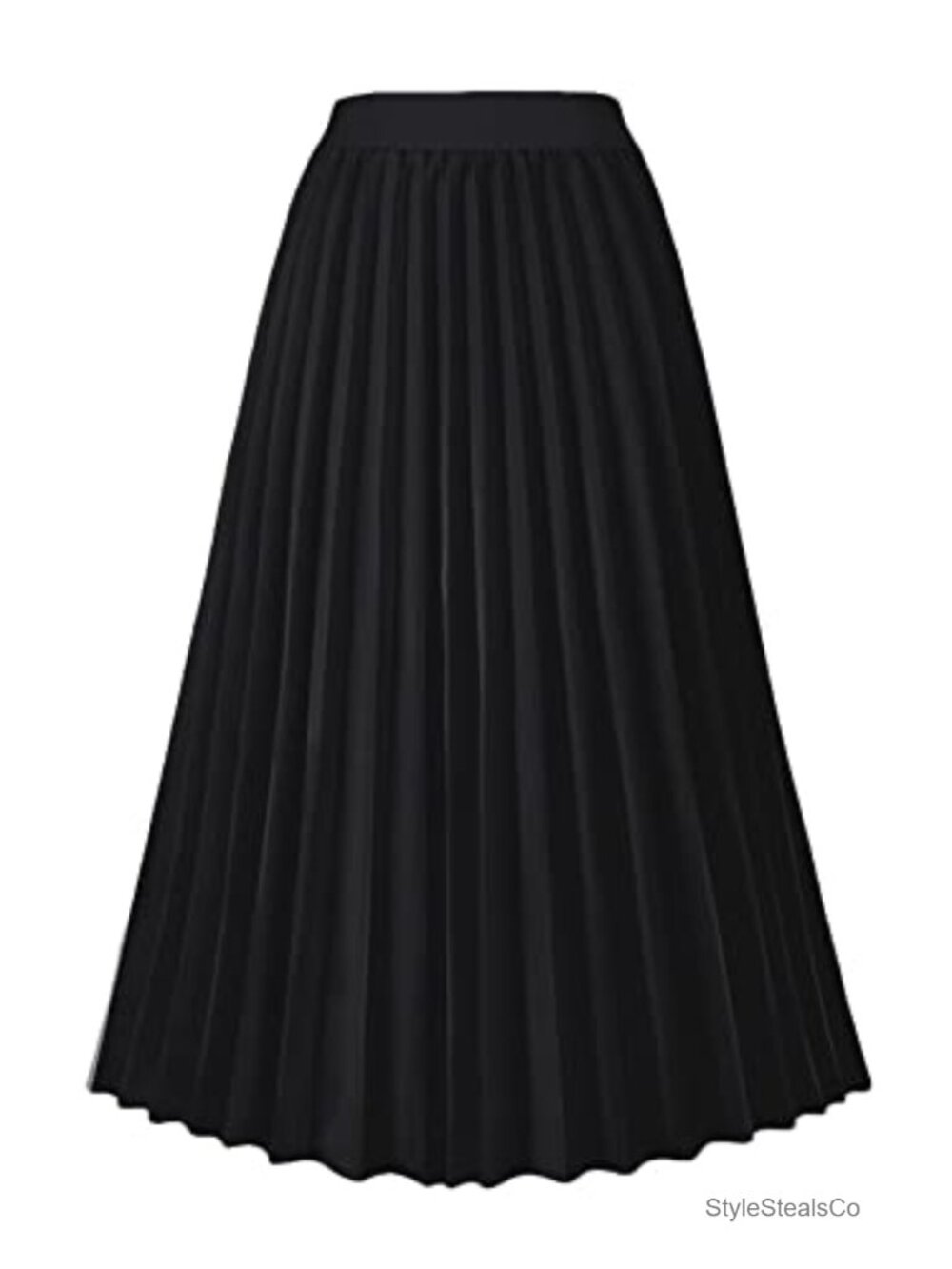 Women's High Waist Pleated A-Line Midi Skirt Polyester Cotton